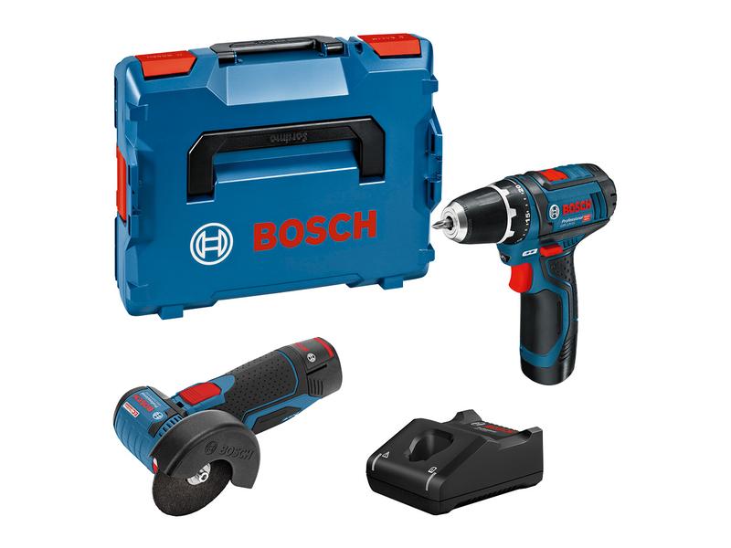 Bosch Professional Akku-Bohrschrauber Set 12 V-GSR+GWS+2 x 2.0Ah