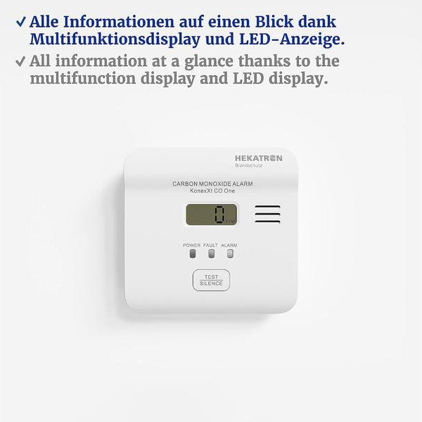 Hekatron CO-Warnmelder KONEXXT CO One 85dB, IP42, elektrochemisch
