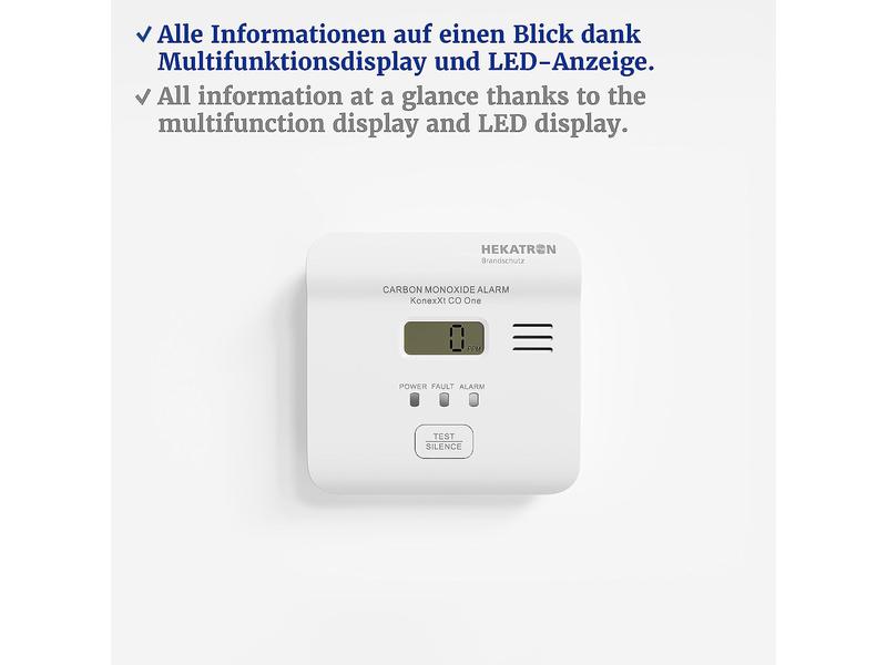Hekatron CO-Warnmelder KONEXXT CO One 85dB, IP42, elektrochemisch