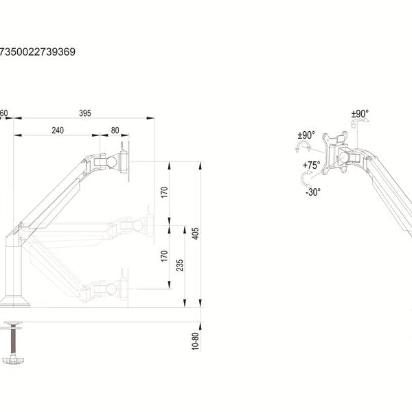 Multibrackets Tischhalterung Basic bis 10 kg – Schwarz