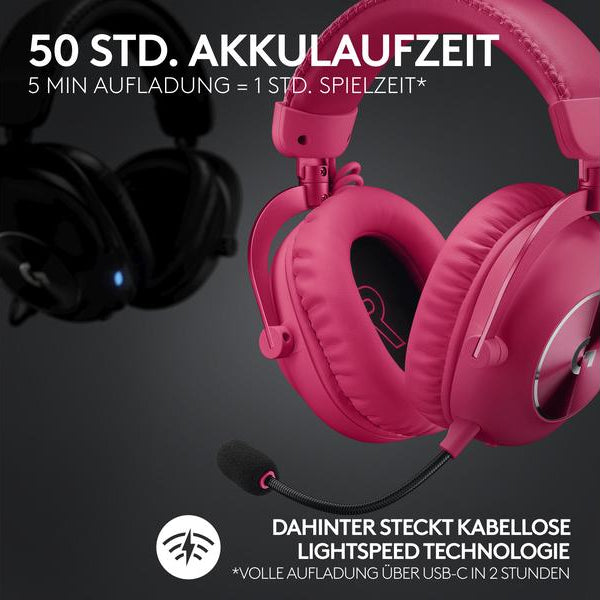 Logitech Headset G Pro X 2 Wireless Lightspeed Gaming Magenta