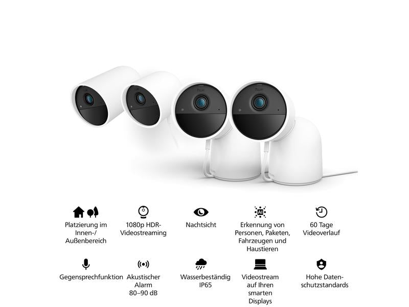 Philips Hue Secure kabelgebundene Kamera mit Standfuss Weiss