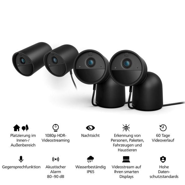 Philips Hue Secure kabelgebundene Kamera mit Standfuss Schwarz