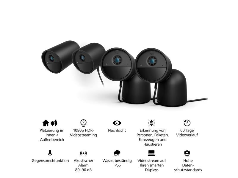 Philips Hue Secure kabelgebundene Kamera mit Standfuss Schwarz