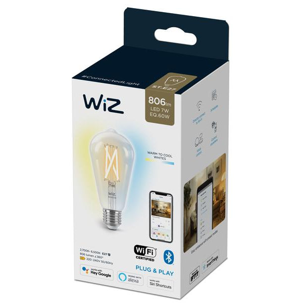 WiZ 7W (60W) E27 Tunable White Edison Filament Clear