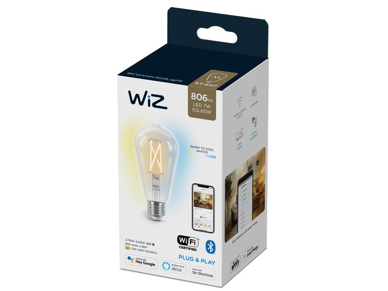 WiZ 7W (60W) E27 Tunable White Edison Filament Clear
