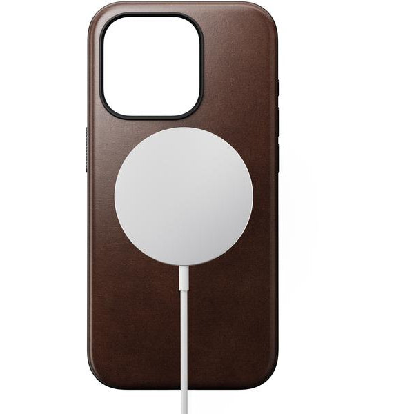 Nomad Back Cover Modern Leather Horween iPhone 15 Pro Rostbraun