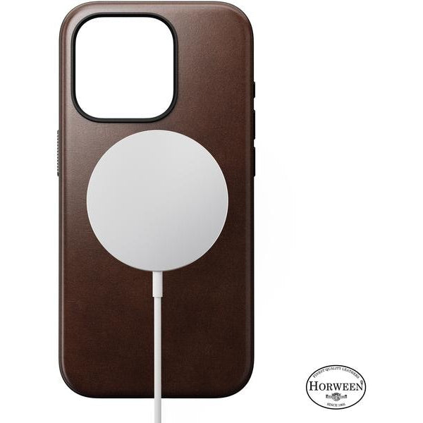 Nomad Back Cover Modern Leather Horween iPhone 15 Pro Rostbraun