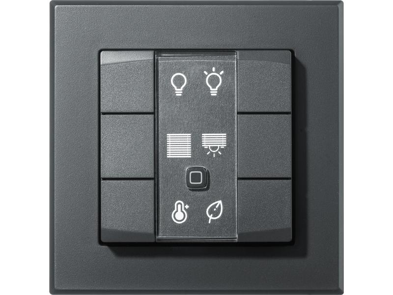 Homematic IP Funk-Wandtaster 6-fach, 3 Wippen, Anthrazit