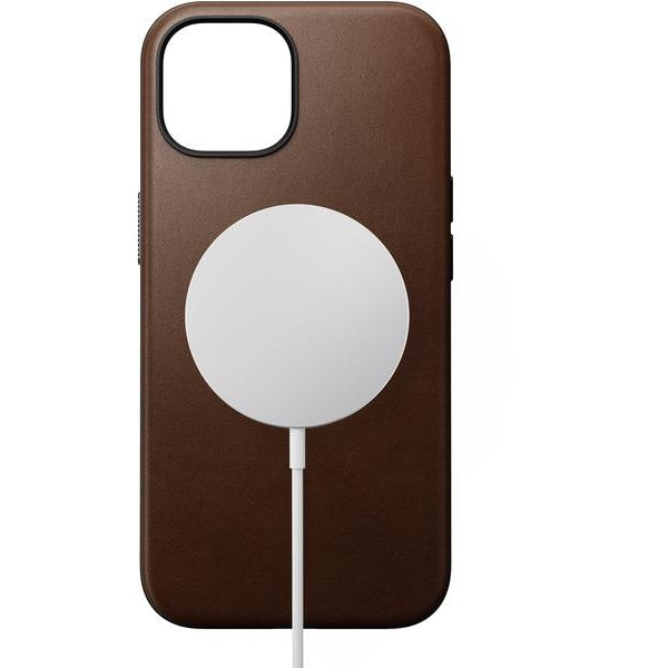 Nomad Back Cover Modern Leather iPhone 15 Braun
