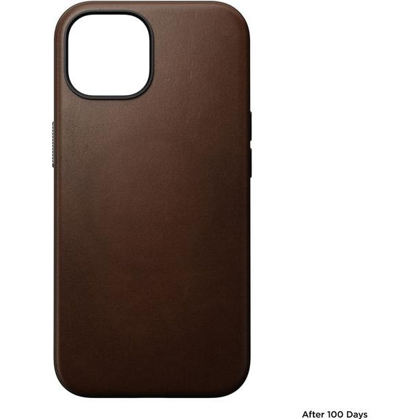 Nomad Back Cover Modern Leather iPhone 15 Braun