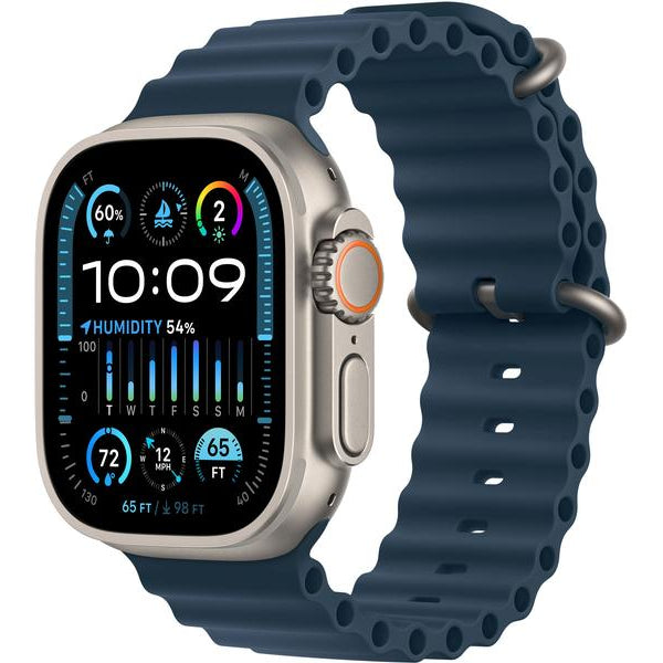 Apple Watch Ultra 2 GPS + Cellular (Titan Silbergrau) - 49mm - Ocean Armband Blau
