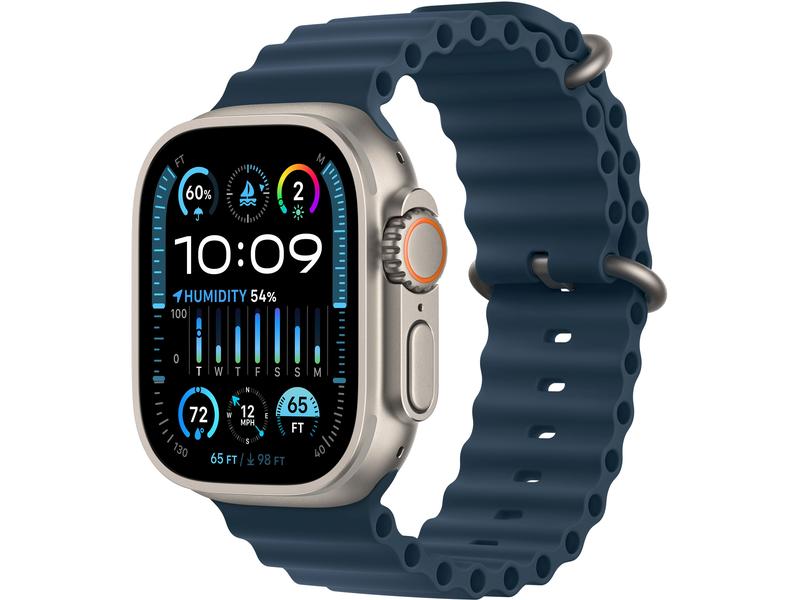 Apple Watch Ultra 2 GPS + Cellular (Titan Silbergrau) - 49mm - Ocean Armband Blau