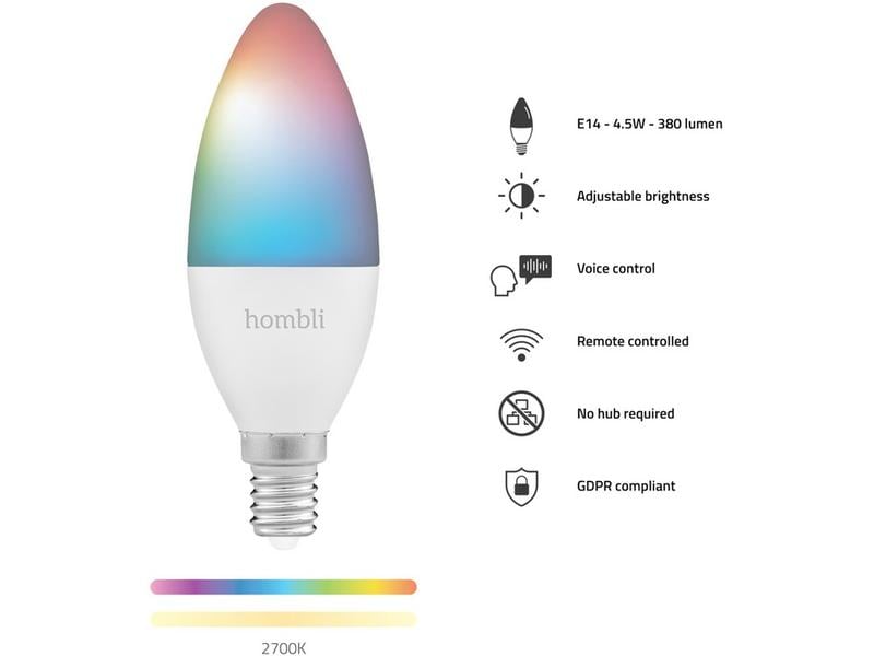 hombli Leuchtmittel E14 (4.5W) RGB + CCT 1+1 Pack