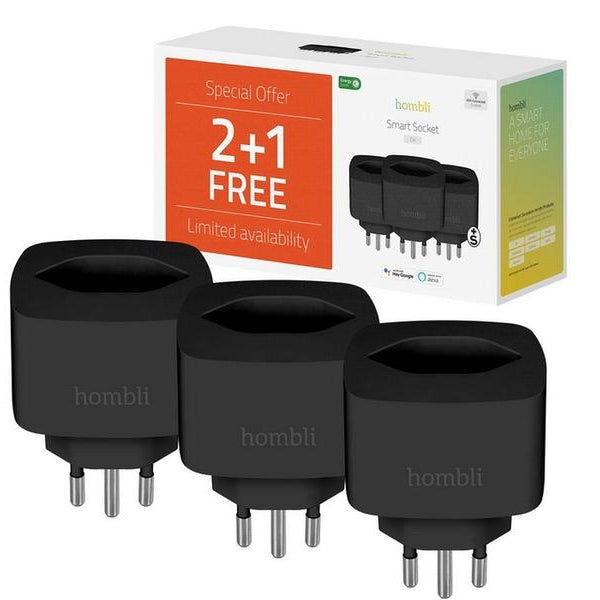 hombli Smart Socket CH, Schwarz, 3er-Set