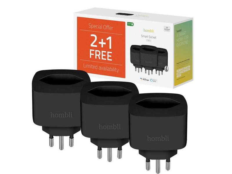 hombli Smart Socket CH, Schwarz, 3er-Set