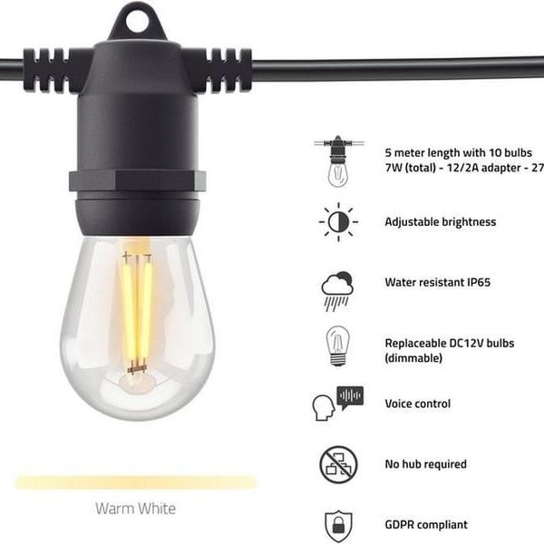 hombli Gartenleuchte String Light 12 LEDs, 5m, Warmweiss
