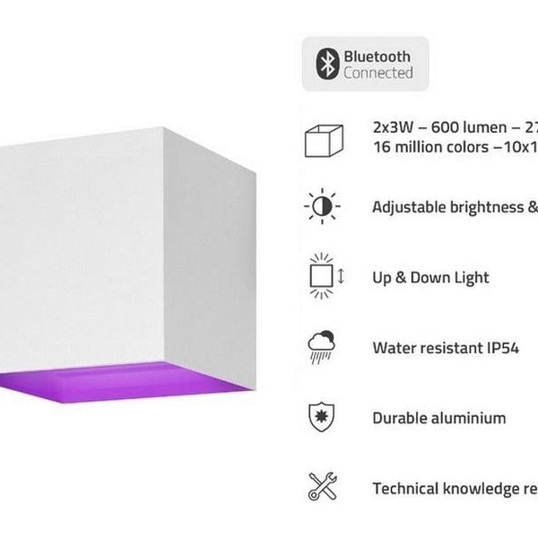 hombli Gartenleuchte Smart Wall Light 2 x 3W, RGB+CCT, Weiss