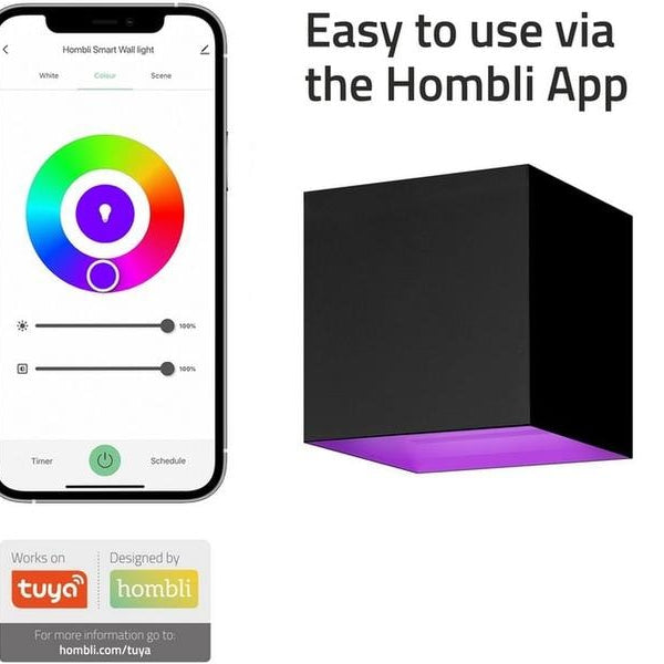 hombli Gartenleuchte Smart Wall Light 2 x 3W, RGB+CCT, Schwarz