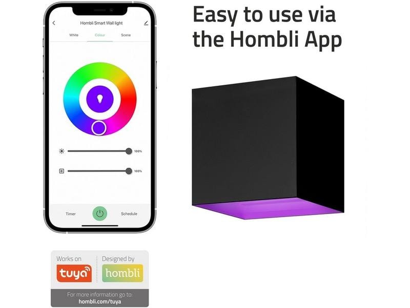 hombli Gartenleuchte Smart Wall Light 2 x 3W, RGB+CCT, Schwarz