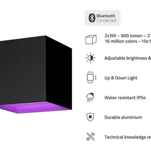 hombli Gartenleuchte Smart Wall Light 2 x 3W, RGB+CCT, Schwarz