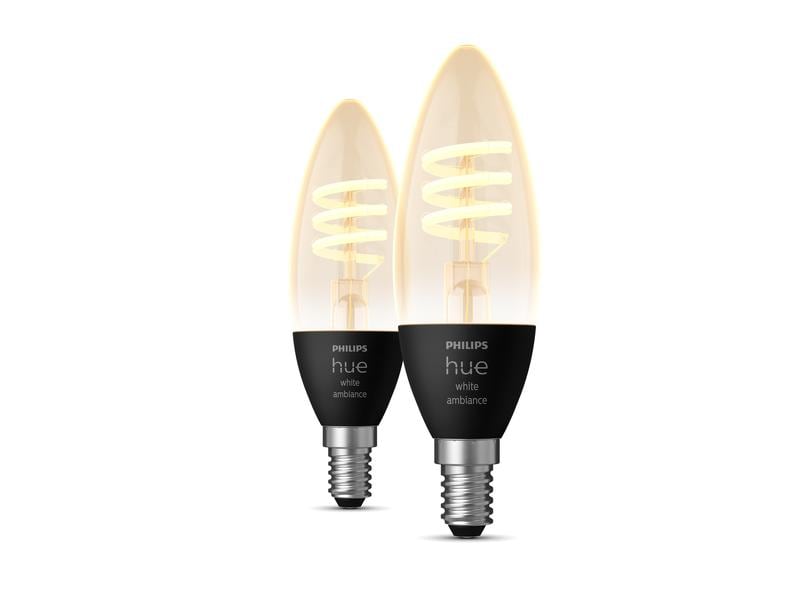 Philips Hue Leuchtmittel White Amb. Filament E14 Doppelpack