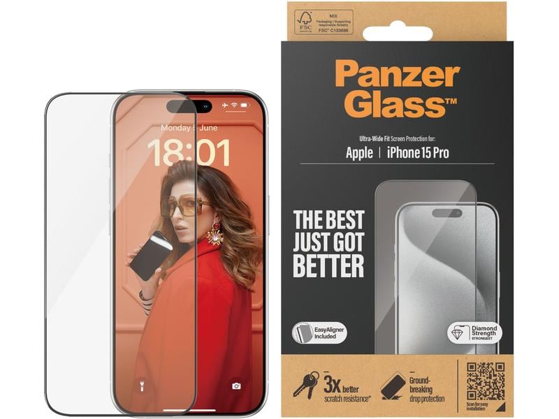 Panzerglass Displayschutz Ultra Wide Fit iPhone 15 Pro