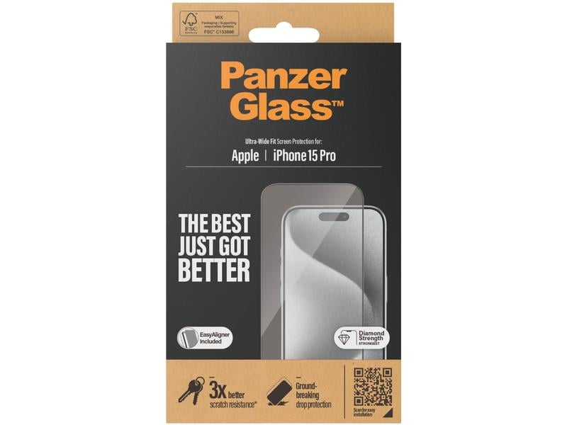 Panzerglass Displayschutz Ultra Wide Fit iPhone 15 Pro