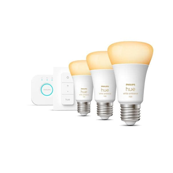 Philips Hue White Ambiance E27 3er Starter Set + Dimmschalter 3x1055 lm