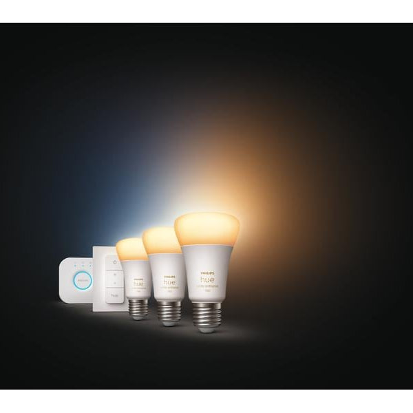 Philips Hue White Ambiance E27 3er Starter Set + Dimmschalter 3x1055 lm