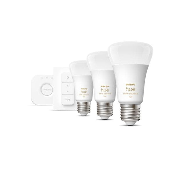 Philips Hue White Ambiance E27 3er Starter Set + Dimmschalter 3x1055 lm
