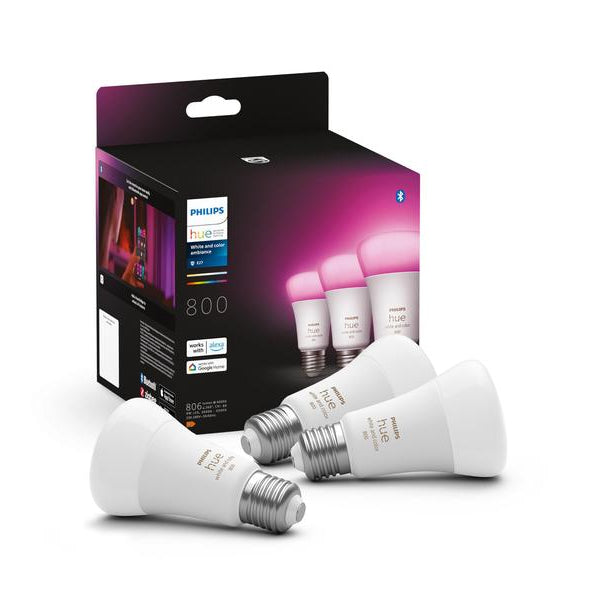 Philips Hue Leuchtmittel White & Color Ambiance, E27, 3 Stück, BT