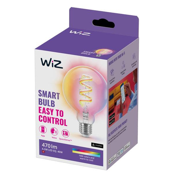 WiZ Leuchtmittel 6.3W (40W) E27 G95 Tunable White & Color