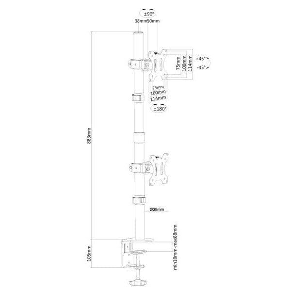 NEOMOUNTS Tischhalterung FPMA-D550DV bis 6 kg – Schwarz