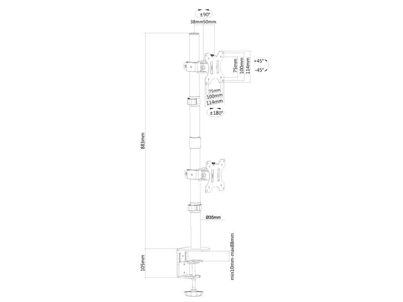NEOMOUNTS Tischhalterung FPMA-D550DV bis 6 kg – Schwarz