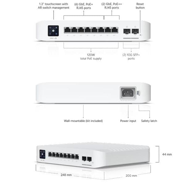 Ubiquiti PoE+ Switch UniFi USW-PRO-8-POE 10 Port