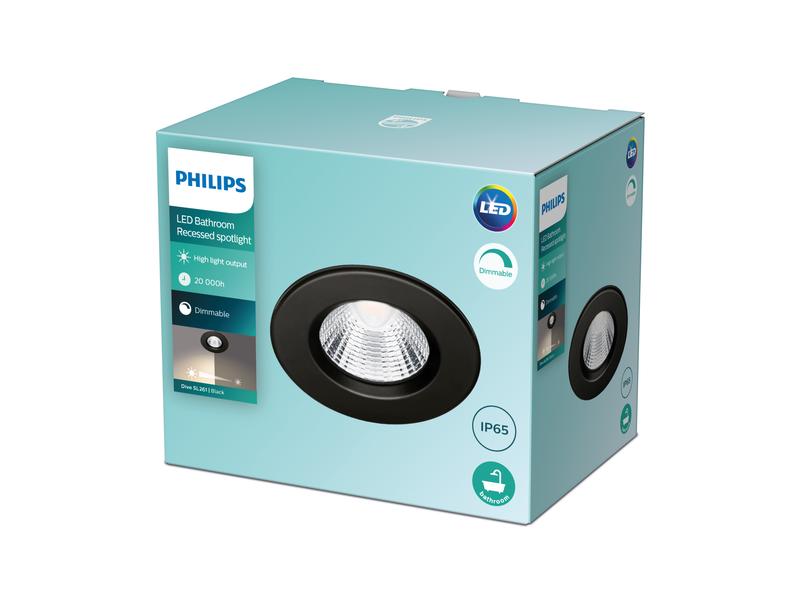 Philips LED Einbauspot Dive SL261, 5.5W, 27K, IP65, rund, schwarz