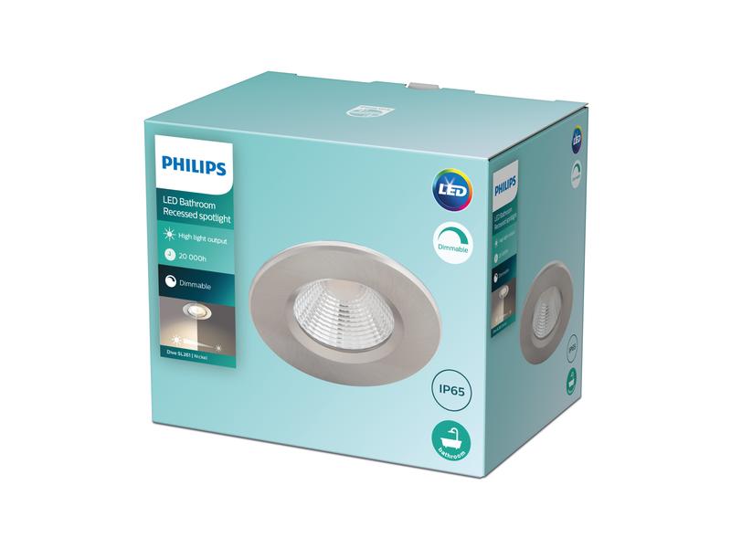 Philips LED Einbauspot Dive SL261, 5.5W, 27K, IP65, rund, nickel