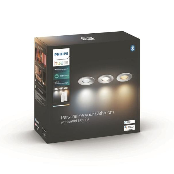 Philips Hue White Amb. Adore Deckenspots inkl. Dimmschalter Rund Silber