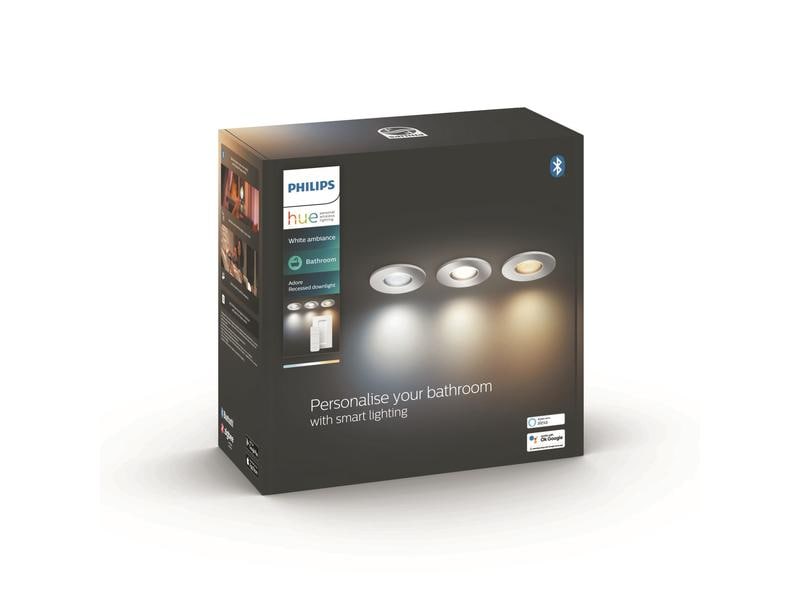 Philips Hue White Amb. Adore Deckenspots inkl. Dimmschalter Rund Silber
