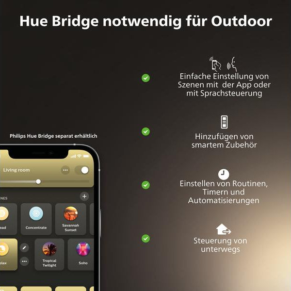 Philips Hue Aussenstrahler White Outdoor Welcome Flutlicht Schwarz