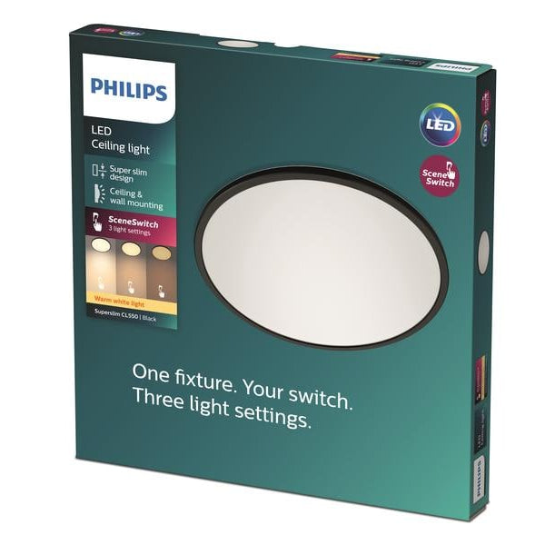 Philips Deckenleuchte LED SceneSwitch CL550 1300 lm 2700K, Schwarz