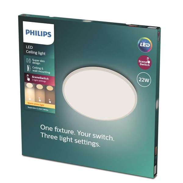 Philips Deckenleuchte LED SceneSwitch CL550 2000 lm 2700K, Weiss
