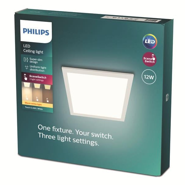 Philips Touch Deckenleuchte SceneSwitch eckig 12W 2700K weiss