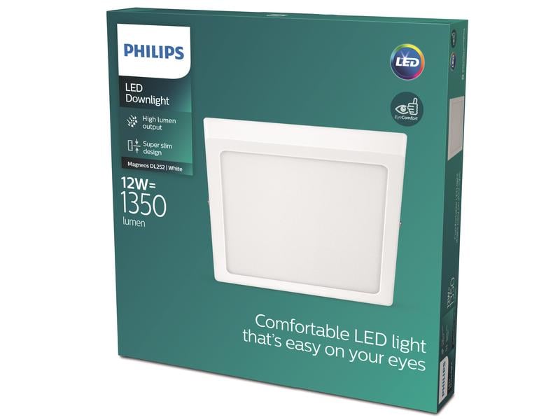 Philips LED Einbauspot SlimSurface DL252, 12W, 4000K, eckig, weiss