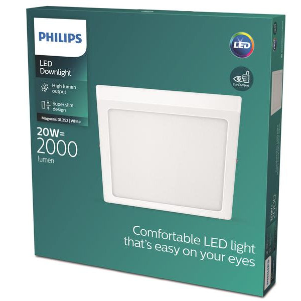 Philips LED Einbauspot SlimSurface DL252, 20W, 2700K, eckig, weiss