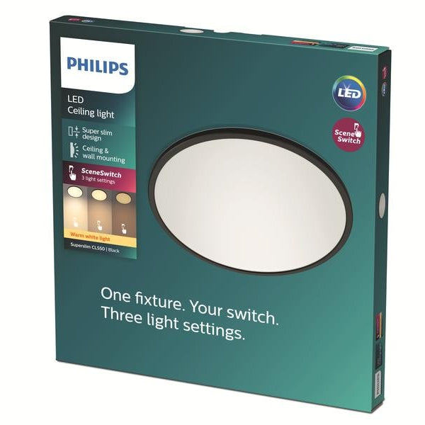 Philips Deckenleuchte LED SceneSwitch CL550 1500 lm 2700K, Schwarz