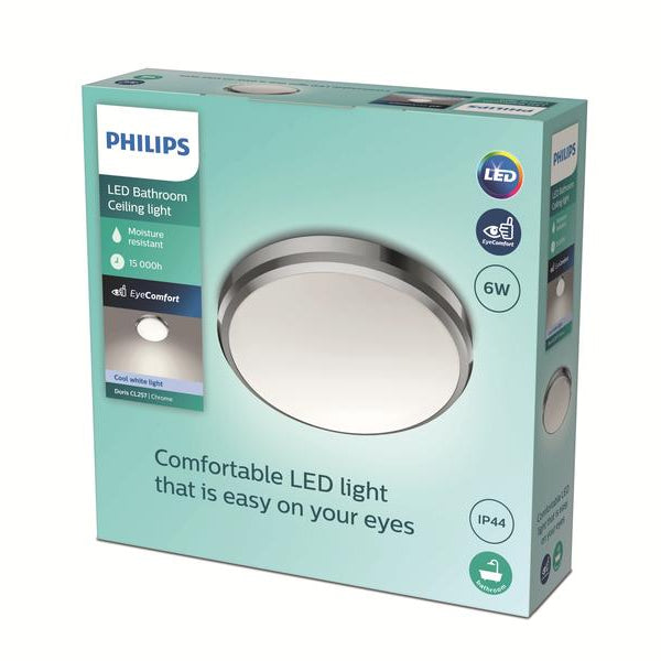 Philips Deckenleuchte Doris, 6W, 4000K, IP44, chrome
