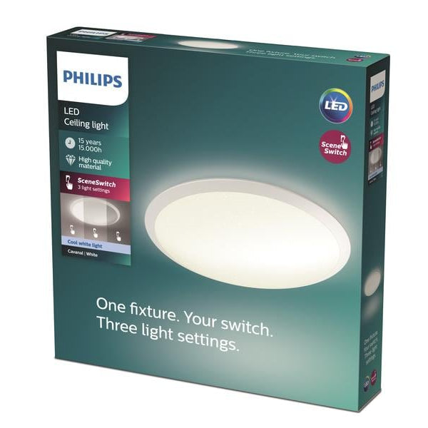 Philips Deckenleuchte Cavanal, 18 W, 4000 K, Weiss