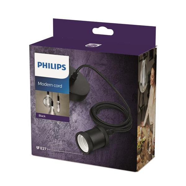Philips Pendelleuchte Vintage E27, Schwarz